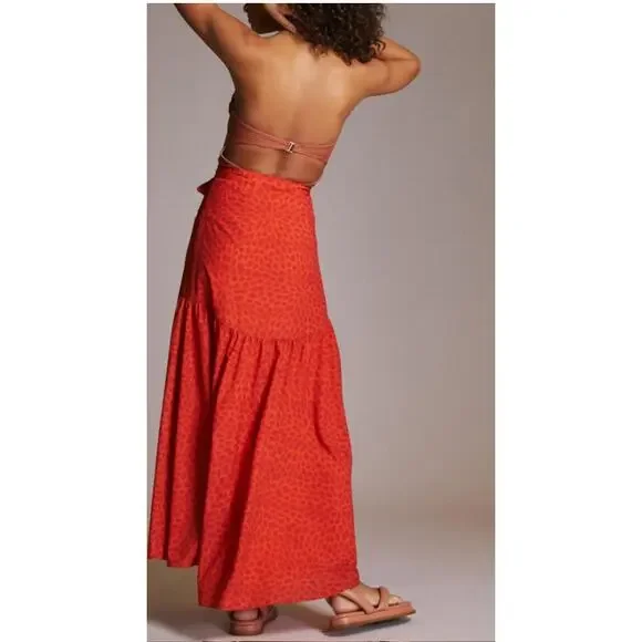 Anthropologie Hutch Wrap Skirt Womens Medium Side Tie Maxi Asymmetrical - Picture 2 of 10